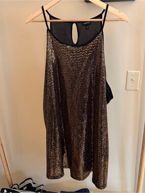 Torrid Black and Gold Sequin Halter Cami Size 4X